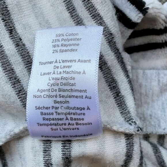 Talbots Black White Gray Striped Blouse Women S Pullover Shirt Cotton Polyester - Picture 6 of 8